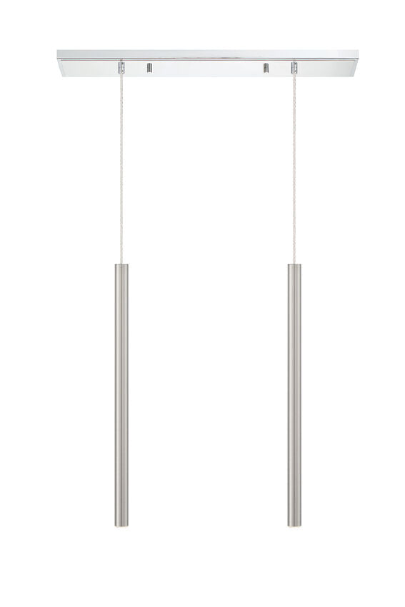 Z-Lite Forest 5" W x 24" H 2-Light LED Chrome Island Light With Brushed Nickel Steel Shade