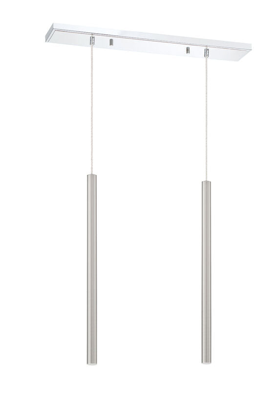 Z-Lite Forest 5" W x 24" H 2-Light LED Chrome Island Light With Brushed Nickel Steel Shade