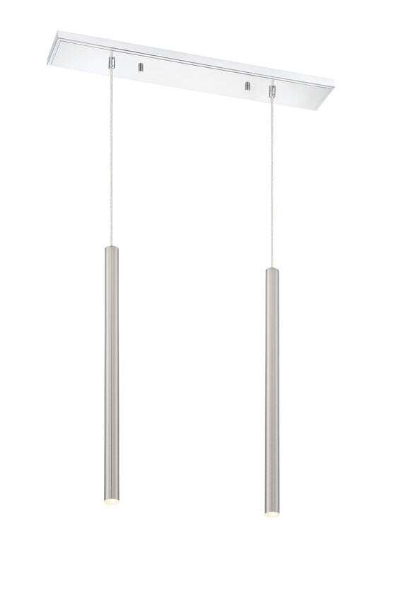 Z-Lite Forest 5" W x 24" H 2-Light LED Chrome Island Light With Brushed Nickel Steel Shade