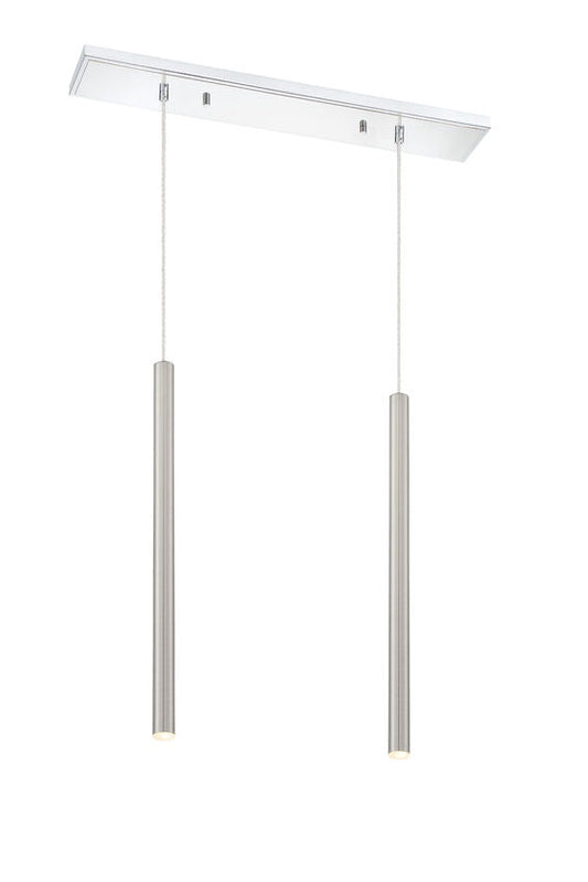 Z-Lite Forest 5" W x 24" H 2-Light LED Chrome Island Light With Brushed Nickel Steel Shade
