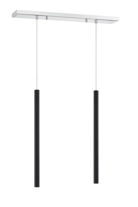 Z-Lite Forest 5" W x 24" H 2-Light LED Chrome Island Light With Matte Black Steel Shade