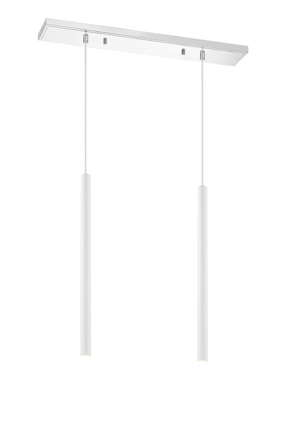 Z-Lite Forest 5" W x 24" H 2-Light LED Chrome Island Light With Matte White Steel Shade