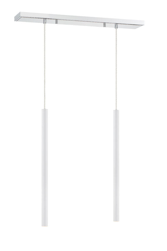 Z-Lite Forest 5" W x 24" H 2-Light LED Chrome Island Light With Matte White Steel Shade