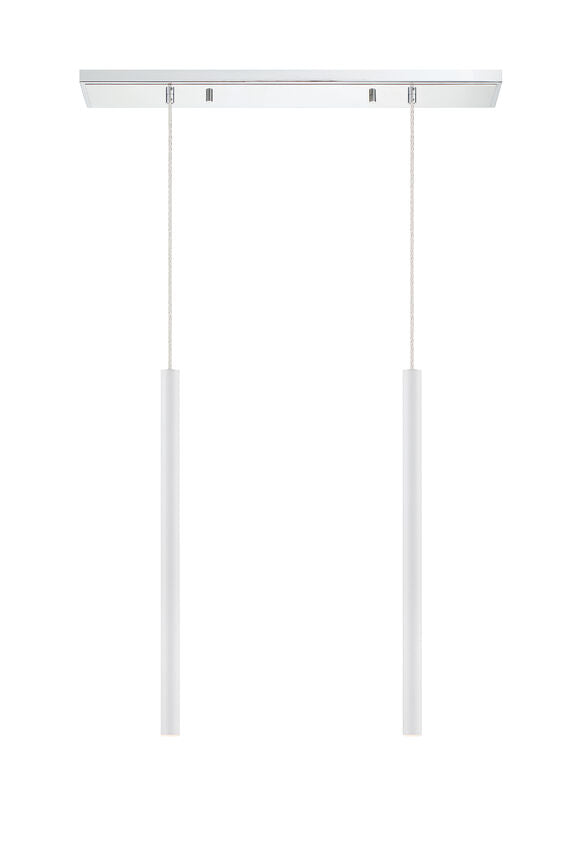Z-Lite Forest 5" W x 24" H 2-Light LED Chrome Island Light With Matte White Steel Shade