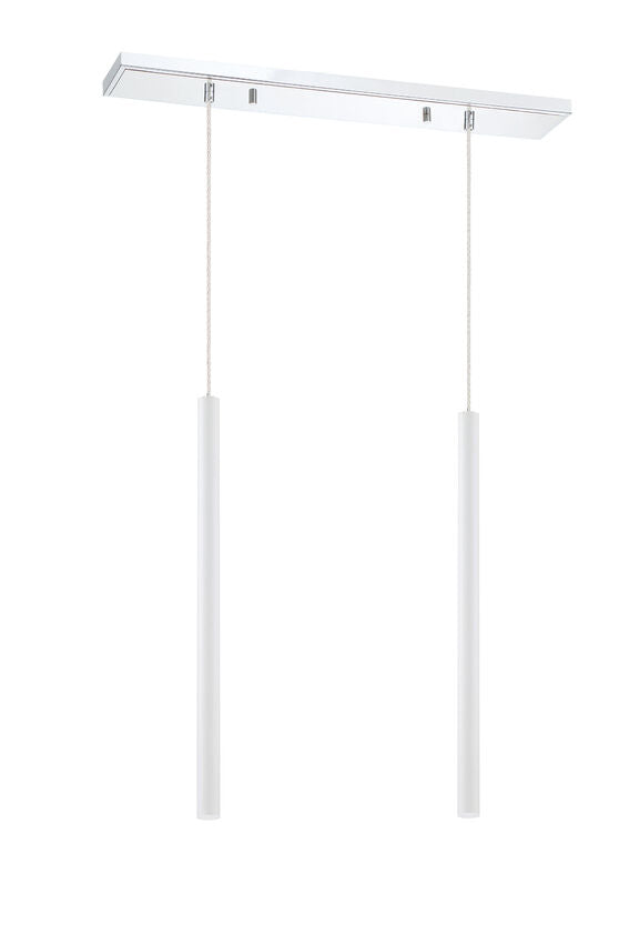 Z-Lite Forest 5" W x 24" H 2-Light LED Chrome Island Light With Matte White Steel Shade