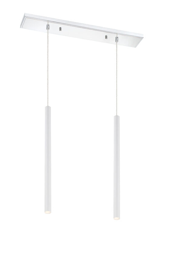 Z-Lite Forest 5" W x 24" H 2-Light LED Chrome Island Light With Matte White Steel Shade