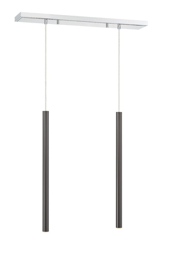 Z-Lite Forest 5" W x 24" H 2-Light LED Chrome Island Light With Pearl Black Steel Shade
