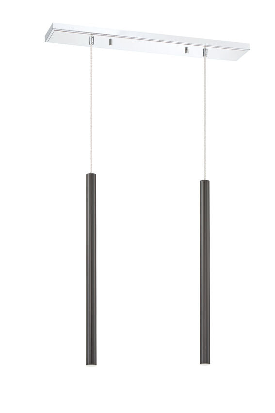 Z-Lite Forest 5" W x 24" H 2-Light LED Chrome Island Light With Pearl Black Steel Shade