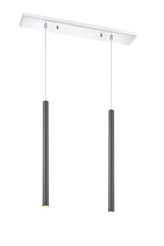 Z-Lite Forest 5" W x 24" H 2-Light LED Chrome Island Light With Pearl Black Steel Shade