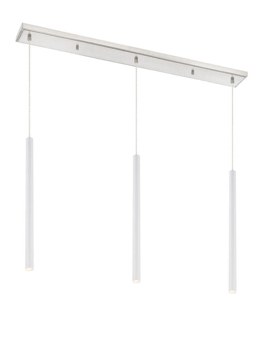 Z-Lite Forest 5" W x 24" H 3-Light LED Brushed Nickel Island Light With Matte White Steel Shade