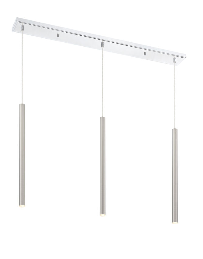Z-Lite Forest 5" W x 24" H 3-Light LED Chrome Island Light With Brushed Nickel Steel Shade