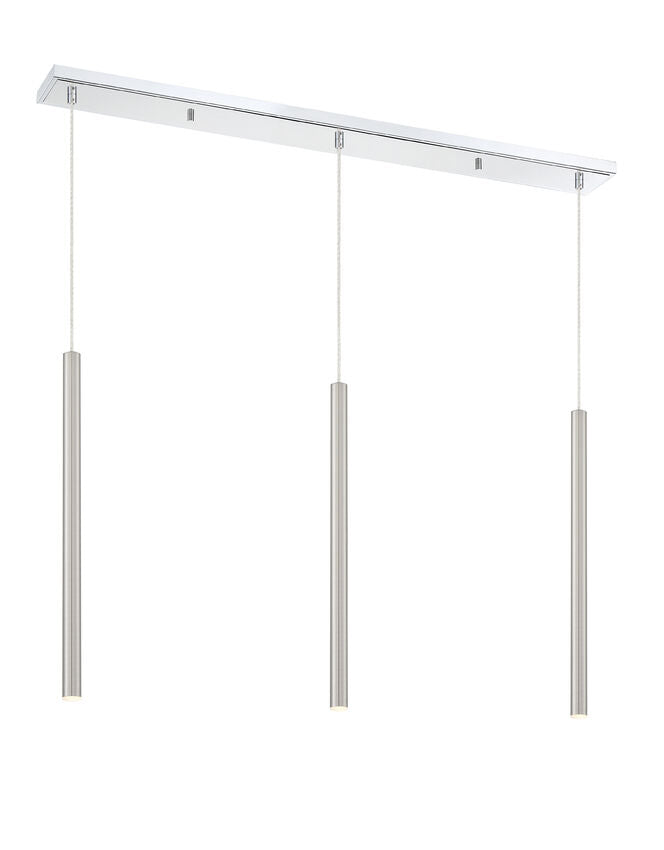 Z-Lite Forest 5" W x 24" H 3-Light LED Chrome Island Light With Brushed Nickel Steel Shade