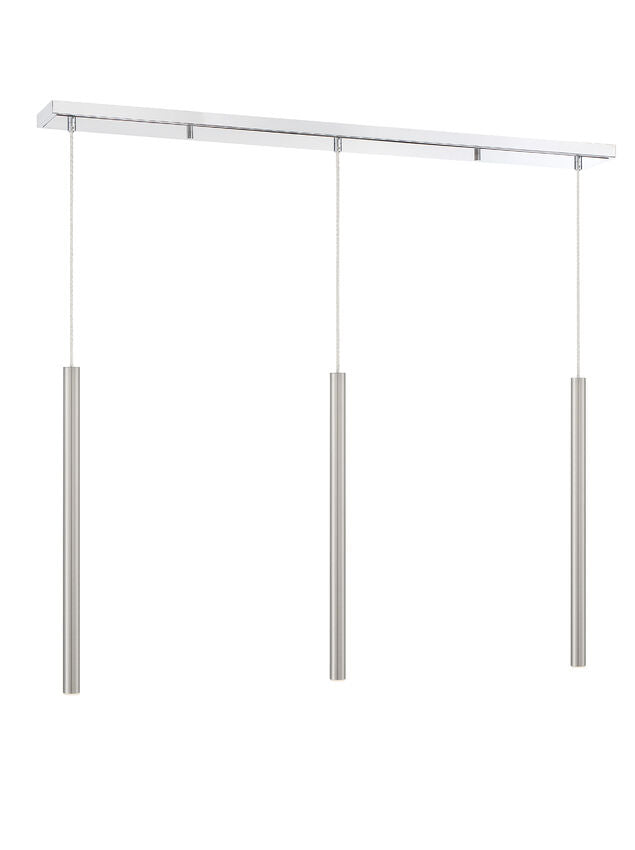 Z-Lite Forest 5" W x 24" H 3-Light LED Chrome Island Light With Brushed Nickel Steel Shade