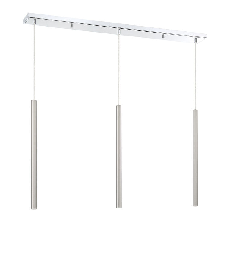 Z-Lite Forest 5" W x 24" H 3-Light LED Chrome Island Light With Brushed Nickel Steel Shade