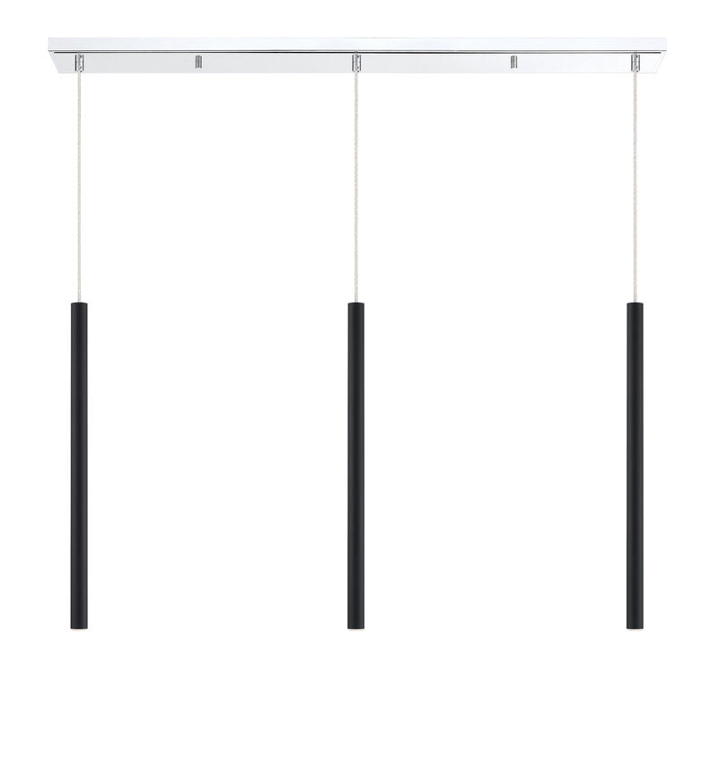 Z-Lite Forest 5" W x 24" H 3-Light LED Chrome Island Light With Matte Black Steel Shade