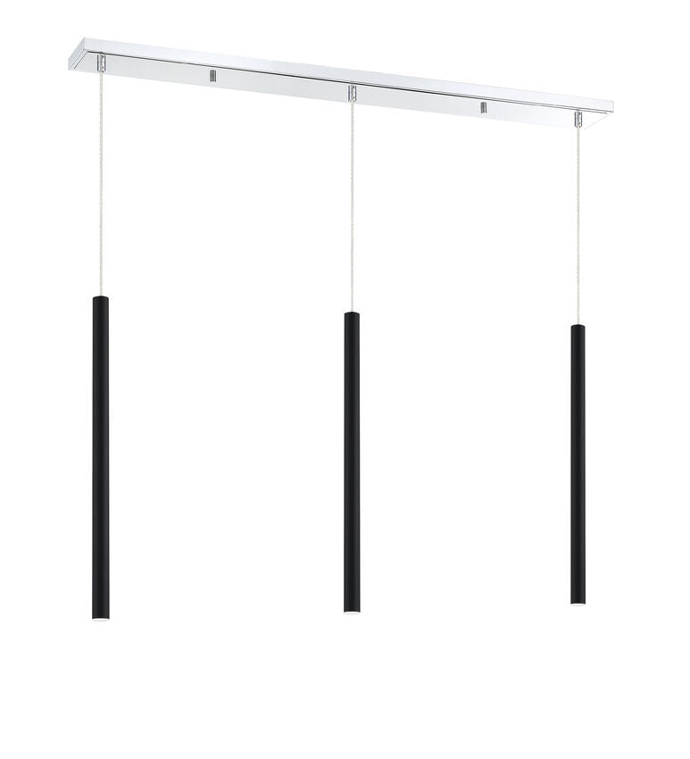 Z-Lite Forest 5" W x 24" H 3-Light LED Chrome Island Light With Matte Black Steel Shade