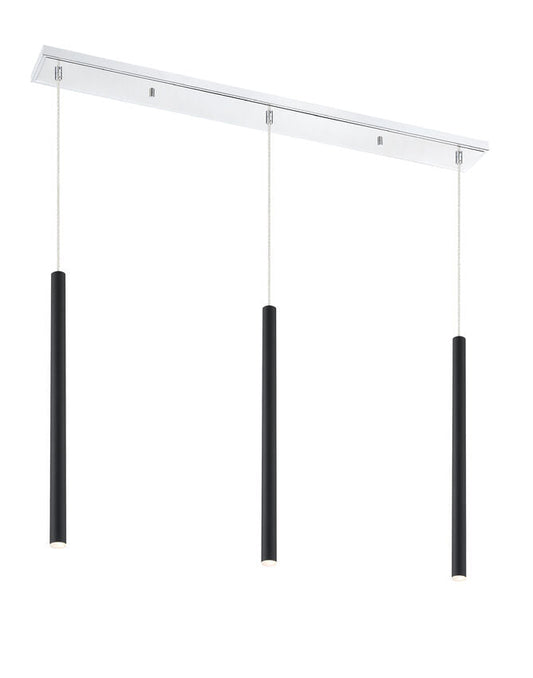 Z-Lite Forest 5" W x 24" H 3-Light LED Chrome Island Light With Matte Black Steel Shade