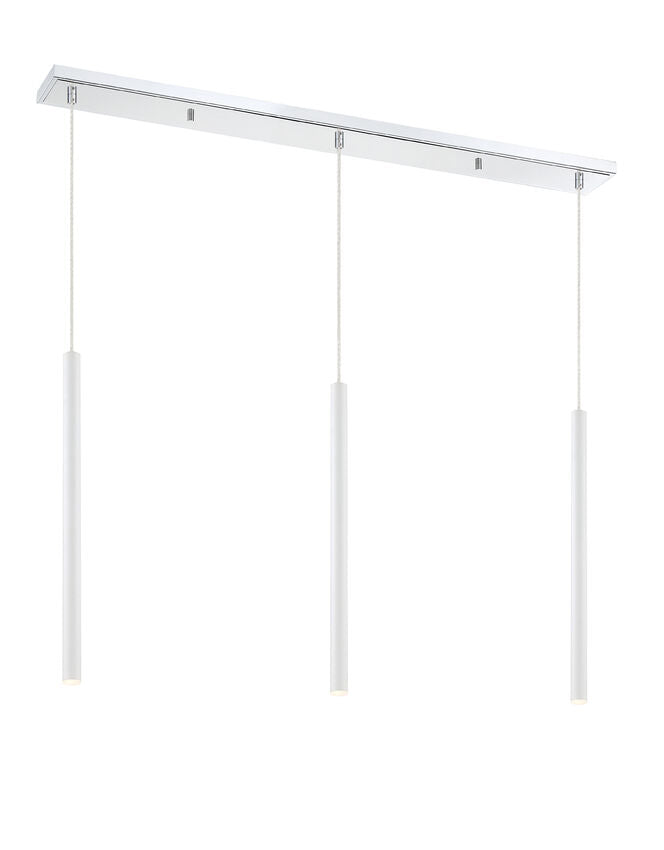Z-Lite Forest 5" W x 24" H 3-Light LED Chrome Island Light With Matte White Steel Shade