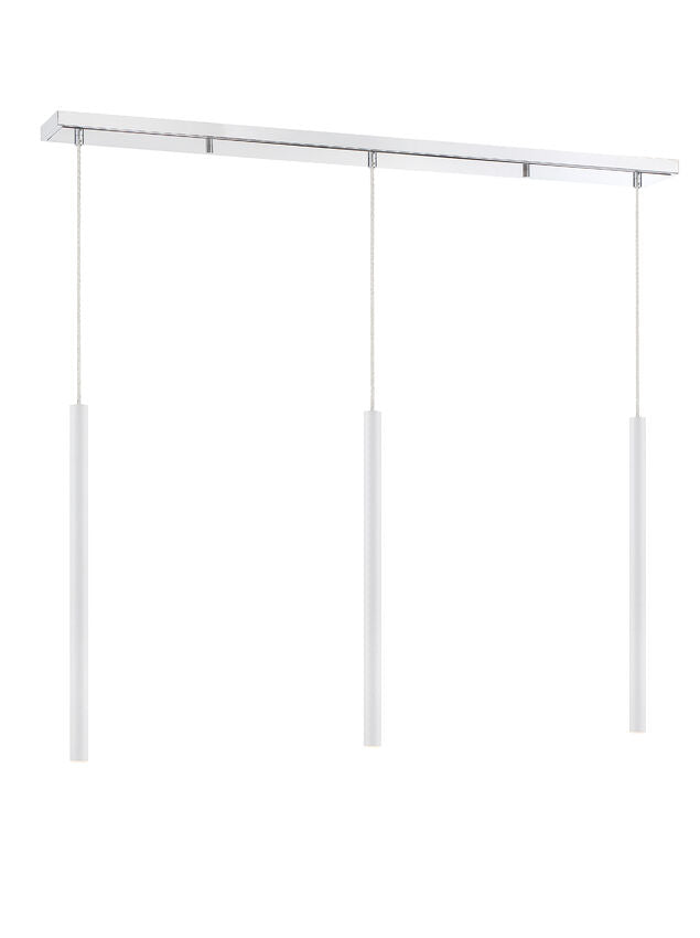 Z-Lite Forest 5" W x 24" H 3-Light LED Chrome Island Light With Matte White Steel Shade