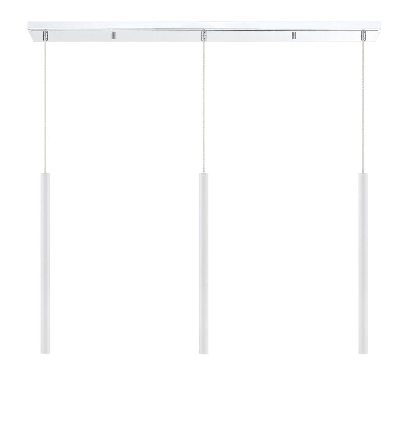 Z-Lite Forest 5" W x 24" H 3-Light LED Chrome Island Light With Matte White Steel Shade