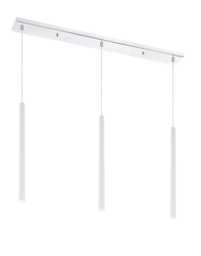 Z-Lite Forest 5" W x 24" H 3-Light LED Chrome Island Light With Matte White Steel Shade