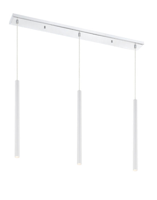 Z-Lite Forest 5" W x 24" H 3-Light LED Chrome Island Light With Matte White Steel Shade