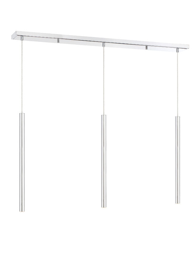 Z-Lite Forest 5" W x 24" H 3-Light LED Chrome Steel Island Light