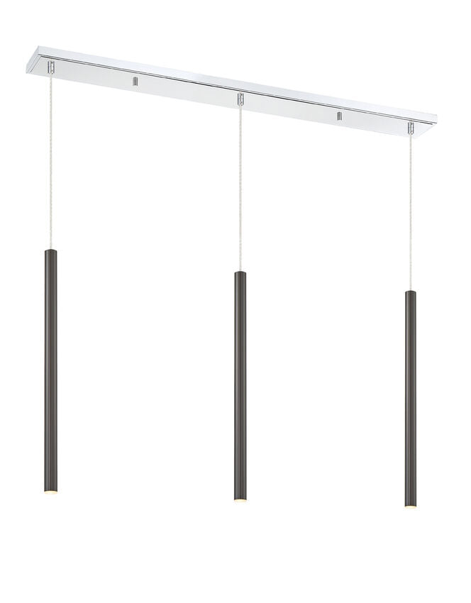 Z-Lite Forest 5" W x 24" H 3-Light LED Chrome Steel Island Light With Pearl Black Steel Shade