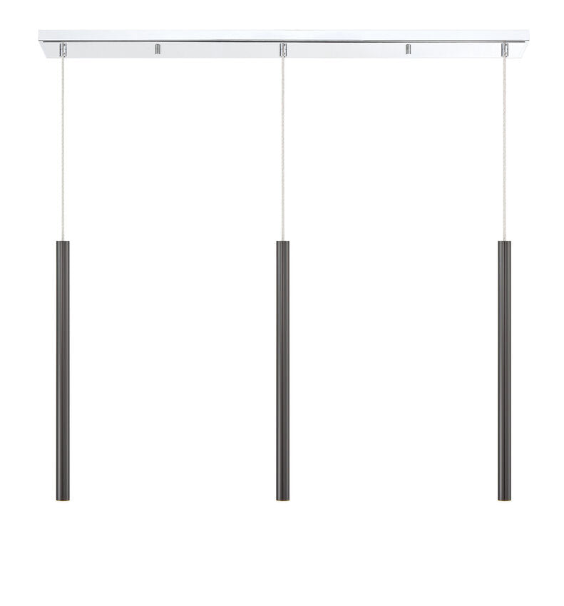 Z-Lite Forest 5" W x 24" H 3-Light LED Chrome Steel Island Light With Pearl Black Steel Shade