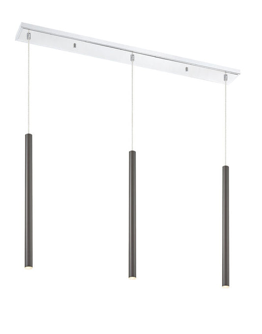 Z-Lite Forest 5" W x 24" H 3-Light LED Chrome Steel Island Light With Pearl Black Steel Shade