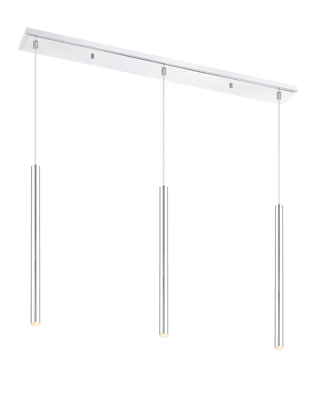 Z-Lite Forest 5" W x 24" H 3-Light LED Chrome Steel Island Light