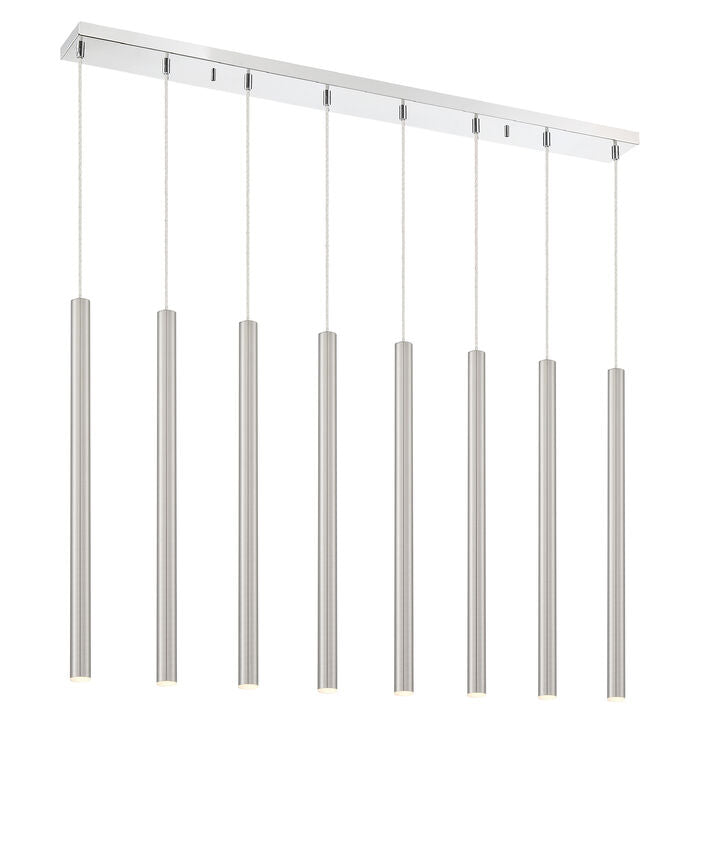 Z-Lite Forest 5" W x 24" H 8-Light LED Chrome Island Light With Brushed Nickel Steel Shade