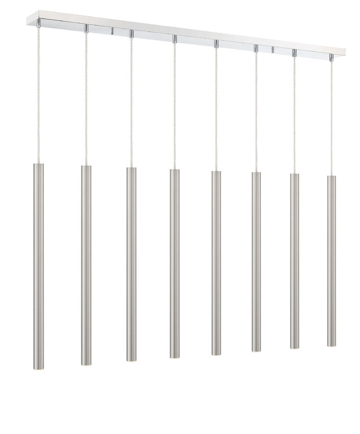 Z-Lite Forest 5" W x 24" H 8-Light LED Chrome Island Light With Brushed Nickel Steel Shade