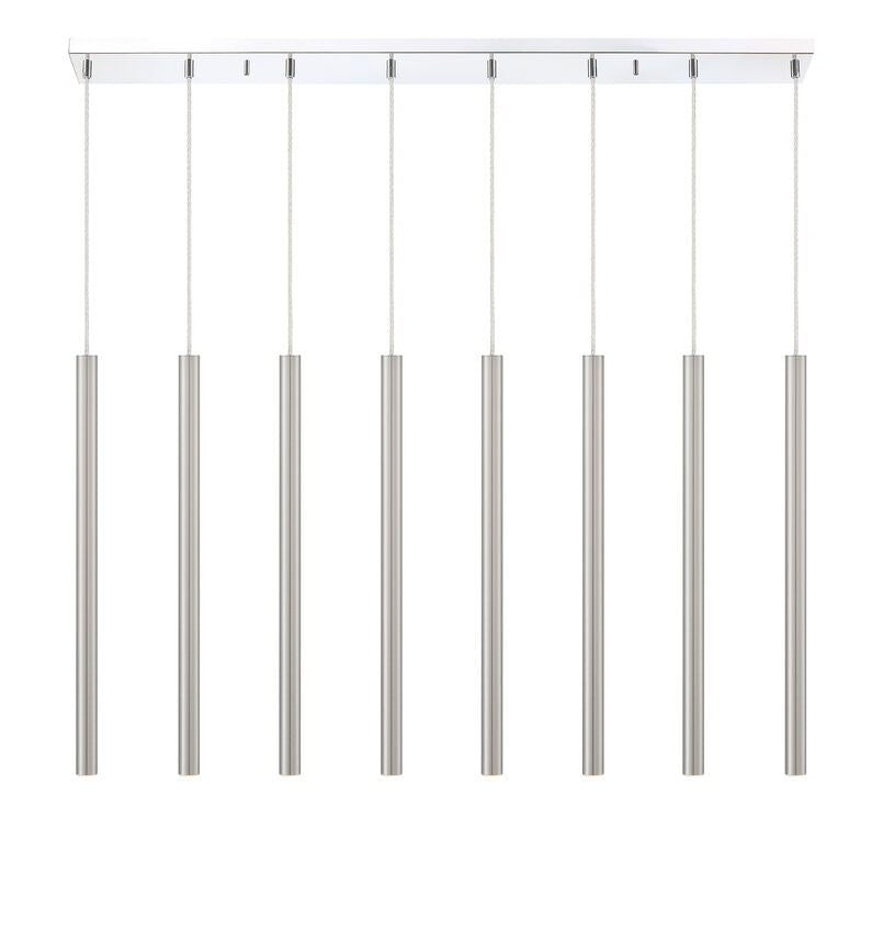 Z-Lite Forest 5" W x 24" H 8-Light LED Chrome Island Light With Brushed Nickel Steel Shade