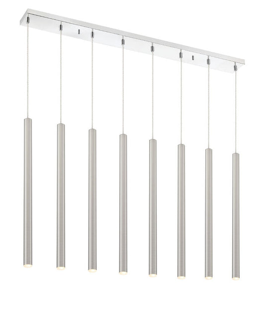 Z-Lite Forest 5" W x 24" H 8-Light LED Chrome Island Light With Brushed Nickel Steel Shade