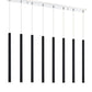 Z-Lite Forest 5" W x 24" H 8-Light LED Chrome Island Light With Matte Black Steel Shade