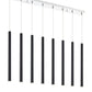 Z-Lite Forest 5" W x 24" H 8-Light LED Chrome Island Light With Matte Black Steel Shade