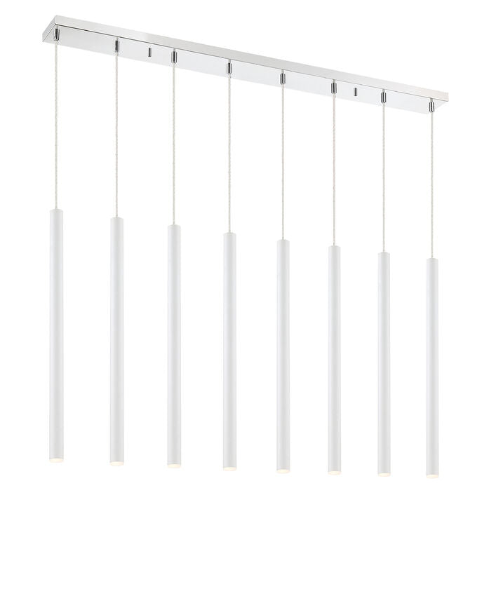 Z-Lite Forest 5" W x 24" H 8-Light LED Chrome Island Light With Matte White Steel Shade