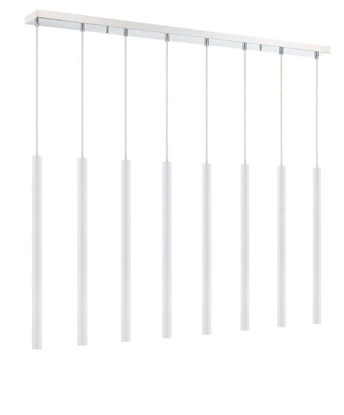 Z-Lite Forest 5" W x 24" H 8-Light LED Chrome Island Light With Matte White Steel Shade
