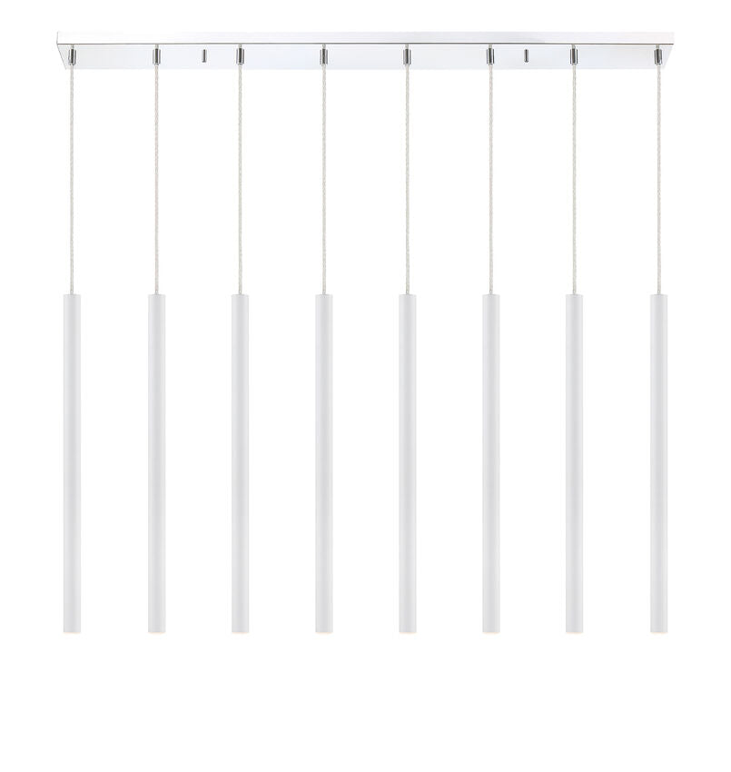 Z-Lite Forest 5" W x 24" H 8-Light LED Chrome Island Light With Matte White Steel Shade
