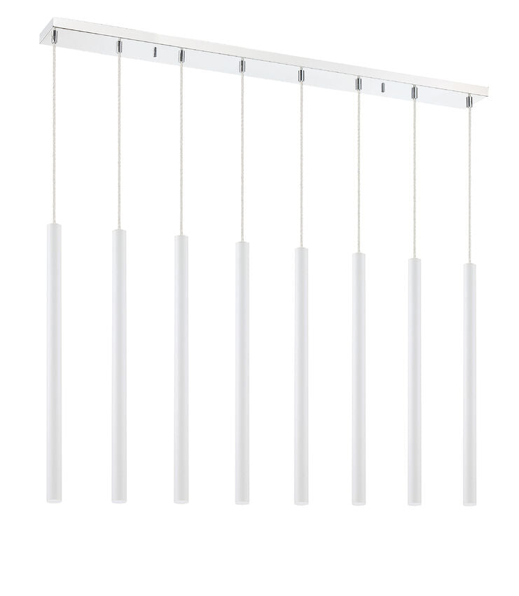 Z-Lite Forest 5" W x 24" H 8-Light LED Chrome Island Light With Matte White Steel Shade