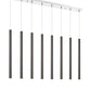 Z-Lite Forest 5" W x 24" H 8-Light LED Chrome Island Light With Pearl Black Steel Shade