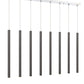 Z-Lite Forest 5" W x 24" H 8-Light LED Chrome Island Light With Pearl Black Steel Shade