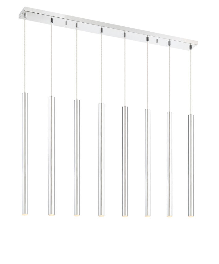 Z-Lite Forest 5" W x 24" H 8-Light LED Chrome Steel Island Light