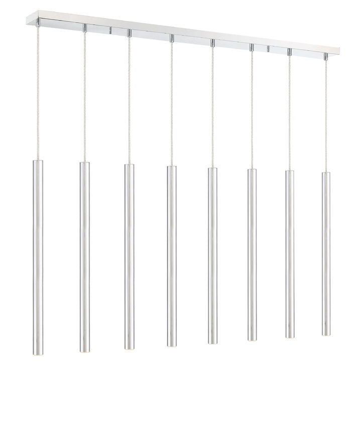 Z-Lite Forest 5" W x 24" H 8-Light LED Chrome Steel Island Light