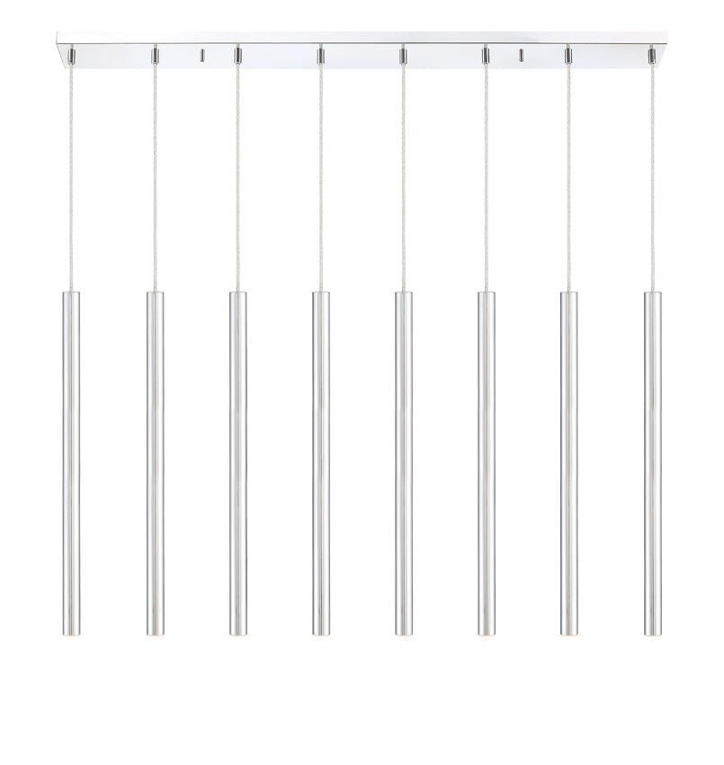 Z-Lite Forest 5" W x 24" H 8-Light LED Chrome Steel Island Light