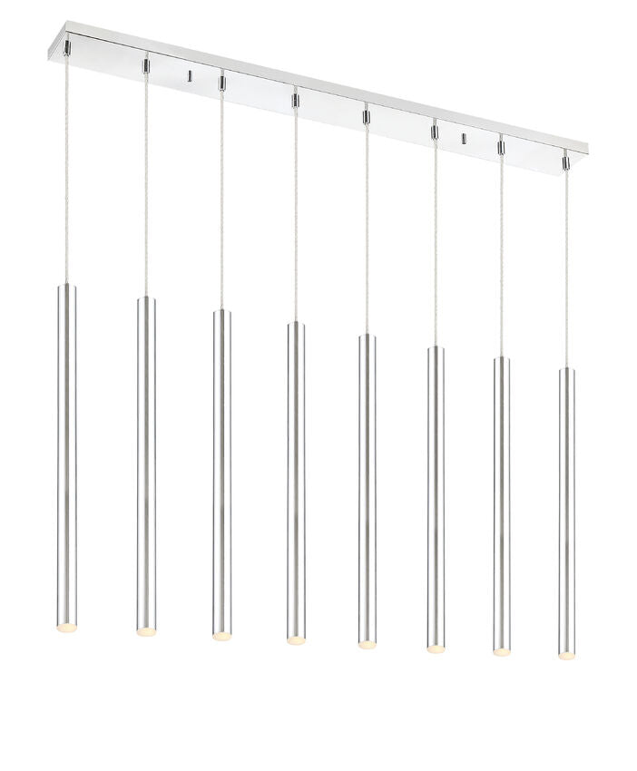 Z-Lite Forest 5" W x 24" H 8-Light LED Chrome Steel Island Light