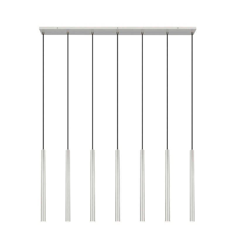 Z-Lite Forest 54" 7-Light LED-Integrated Brushed Nickel Steel Linear Chandelier