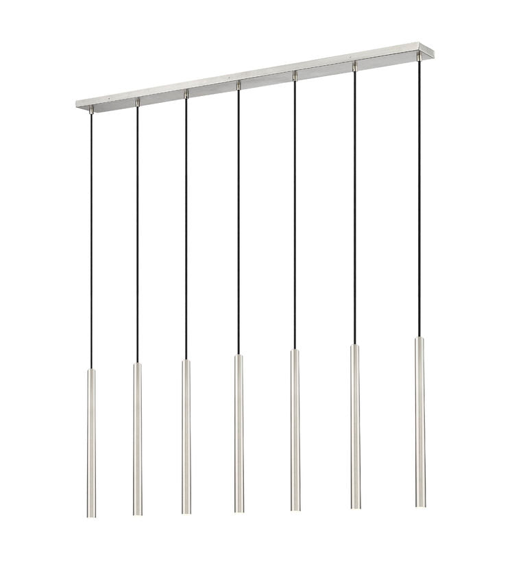 Z-Lite Forest 54" 7-Light LED-Integrated Brushed Nickel Steel Linear Chandelier