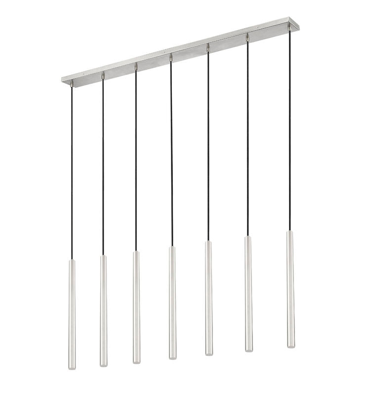 Z-Lite Forest 54" 7-Light LED-Integrated Brushed Nickel Steel Linear Chandelier